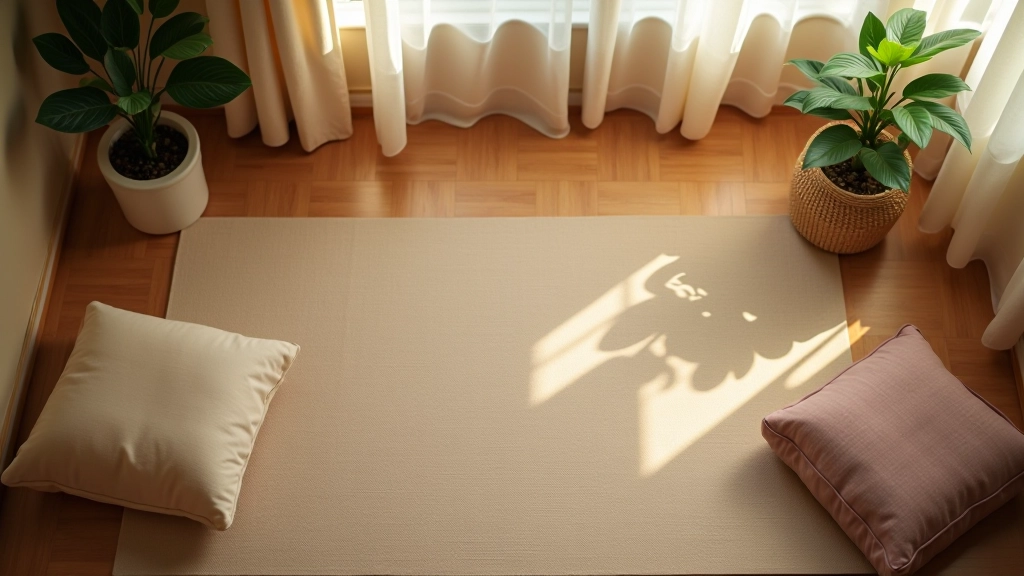 Meditation space setup with cushions, soft lighting, and peaceful environment for practicing progressive muscle relaxation