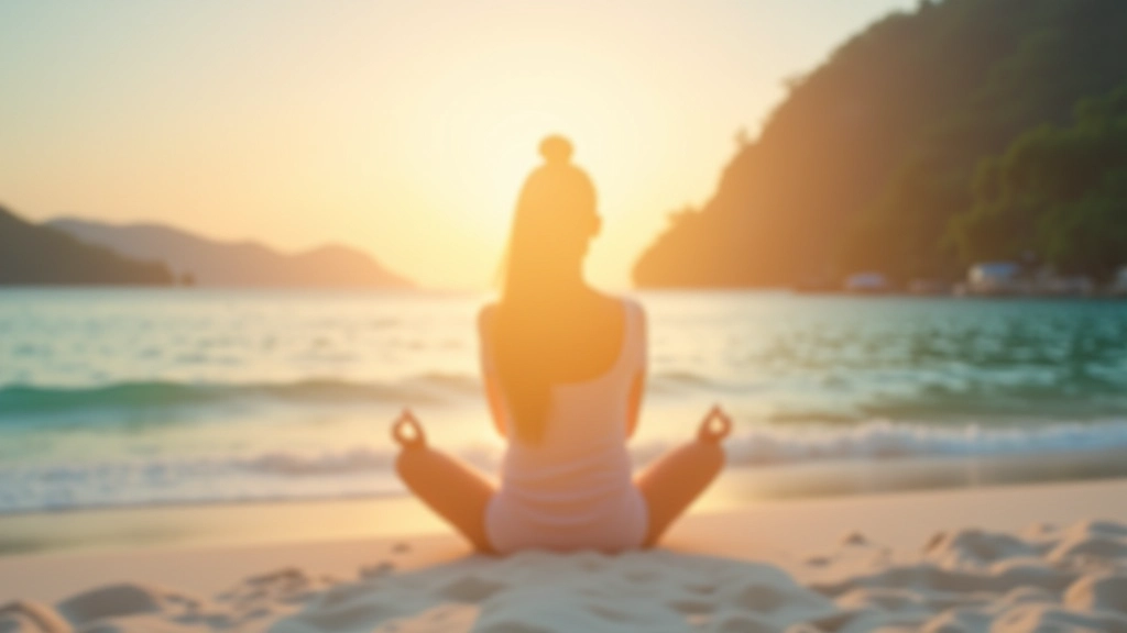 Langkawi beach sunset with calm turquoise waters and peaceful sandy shore suitable for meditation and relaxation
